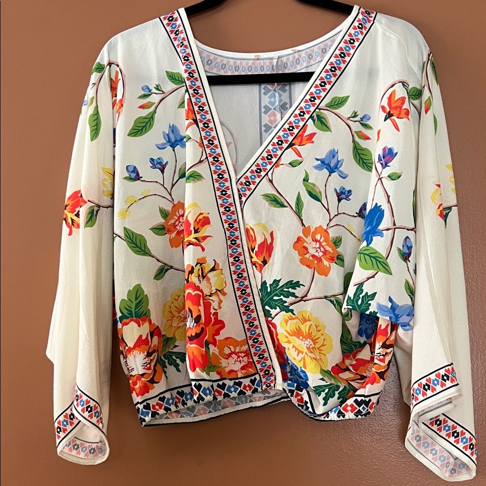 Vintage Floral V-Neck Women's Top